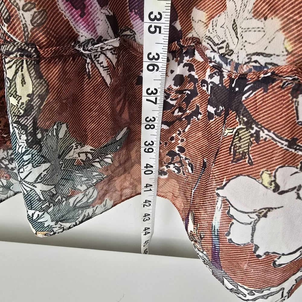 Hemant & Nandita Zeri Tiered Floral Bird Print Peasant Dress 8 Ruffle Sleeves - Picture 8 of 14